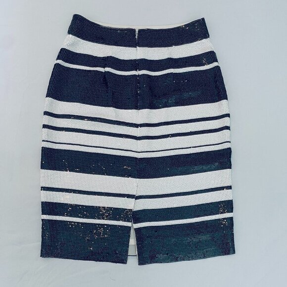 Kate Spade sequins pencil skirt Womens Size 2 black white stripe party evening - Picture 6 of 12